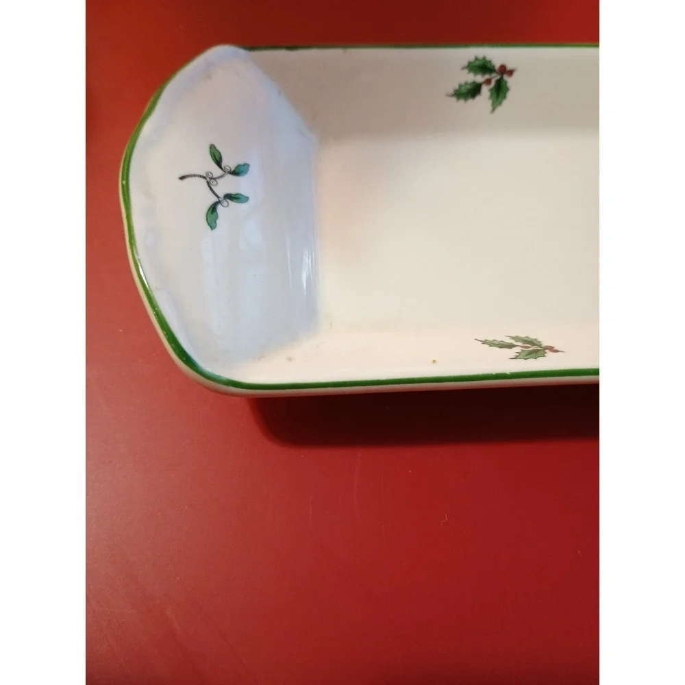 Spode Christmas Tree England Vintage Mint Dish Tray Appetizer Butter - Picture 3 of 4